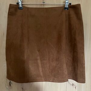 Faux Suede Brown Mini Skirt - size L